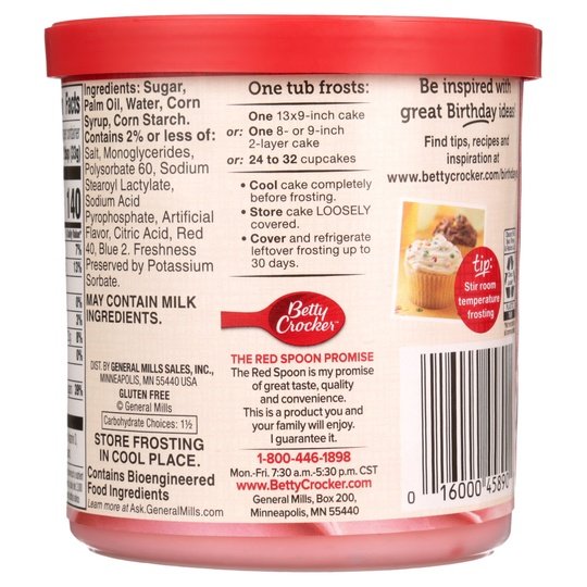 Betty Crocker Gluten Free Rich and Creamy Cherry Frosting, 16 oz.