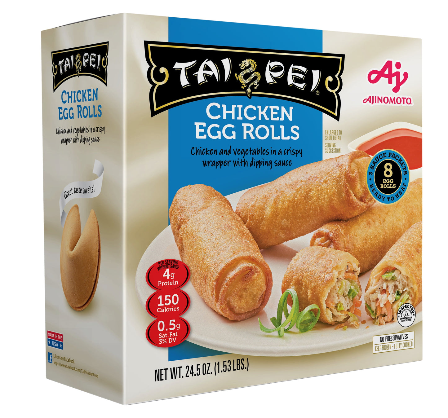 Tai Pei Chicken Egg Rolls Frozen Asian Appetizers 24.5 Oz