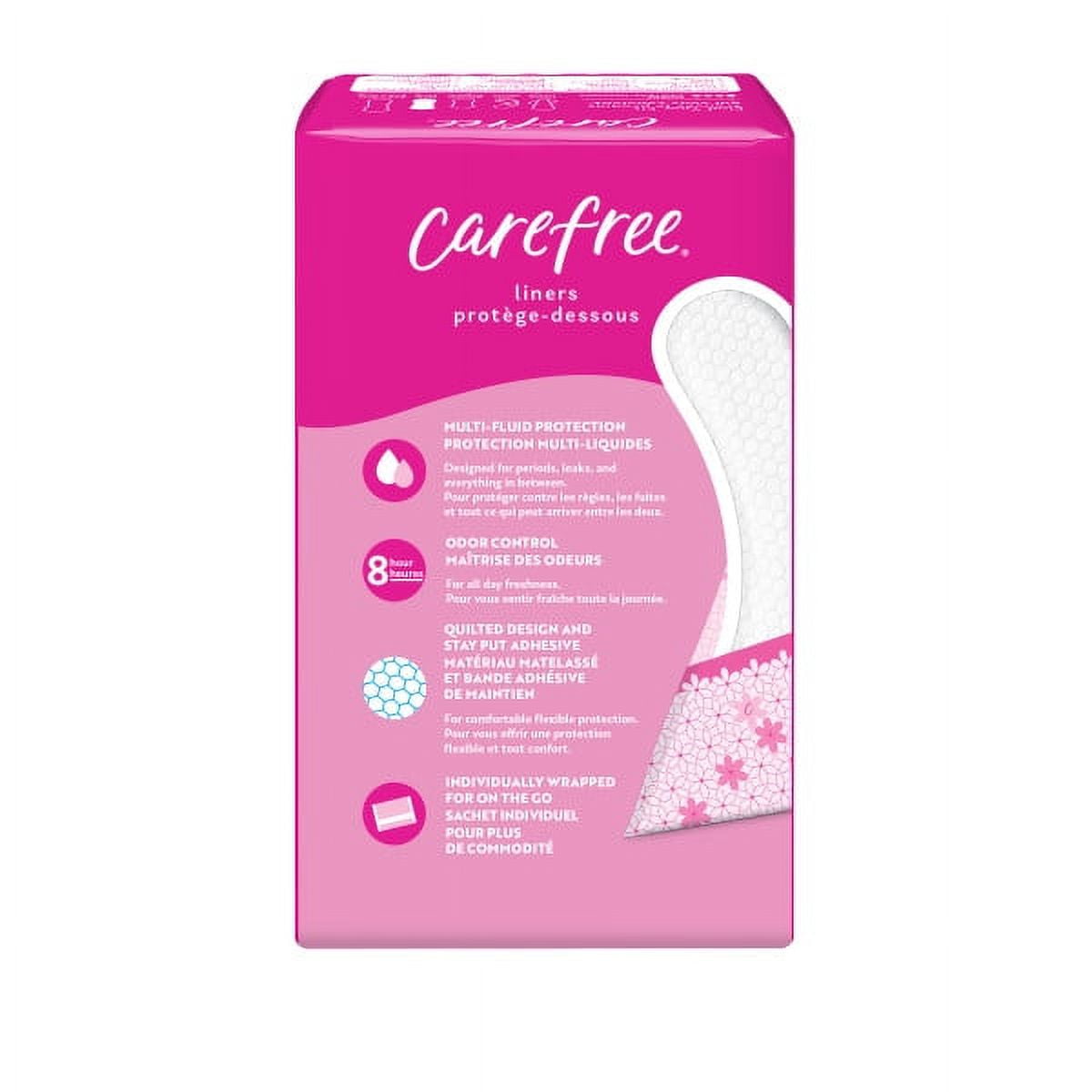 CAREFREE® Panty Liners, Long, Unscented, 8 Hour Odor Control, 42ct