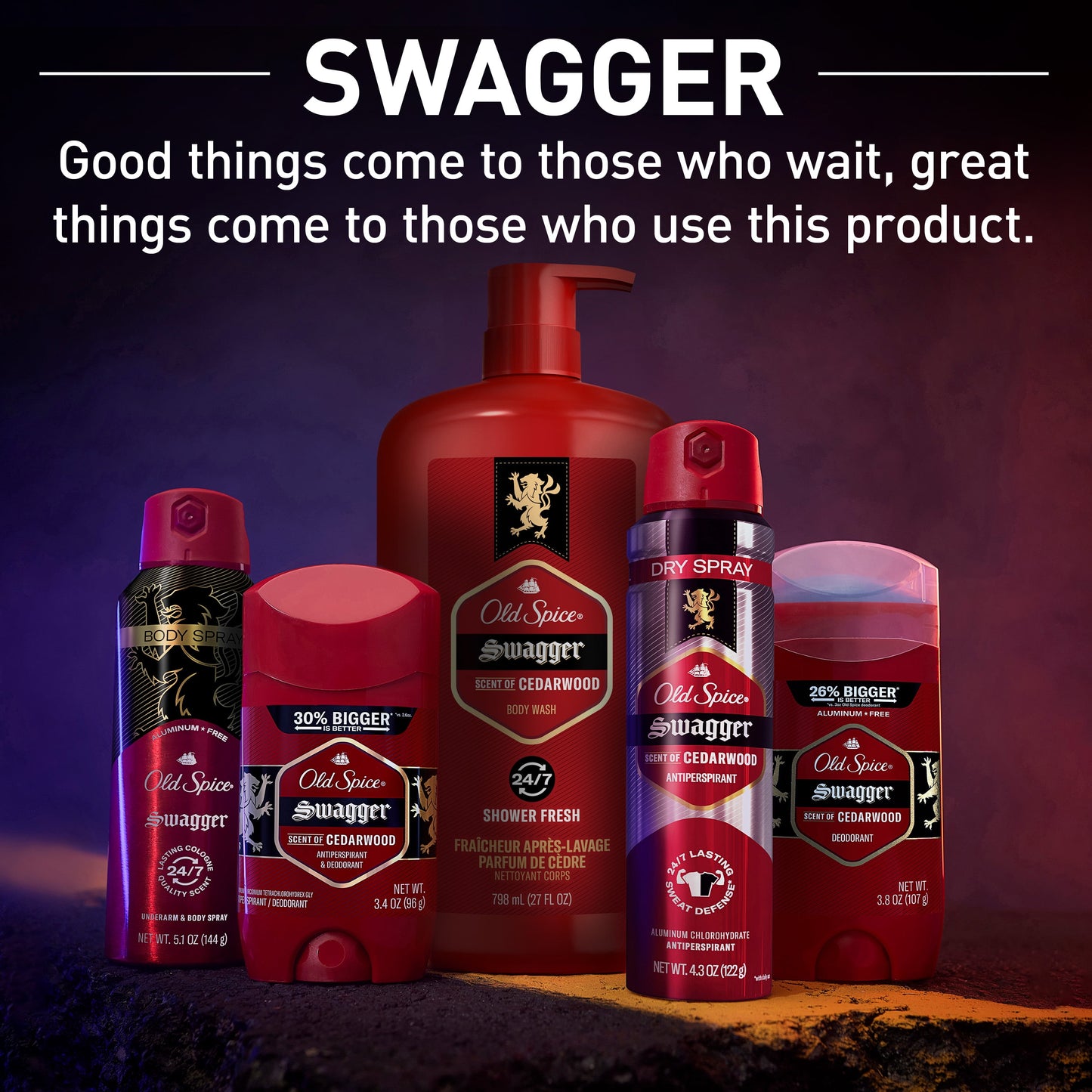 Old Spice Swagger Cedarwood Scent, Body Wash for Men, 24 fl oz