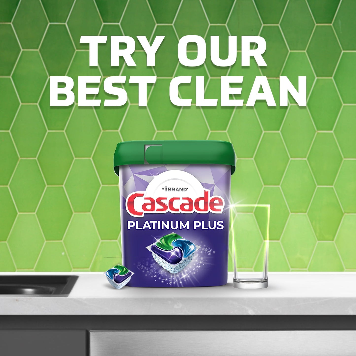 Cascade Platinum + Oxi Dishwasher Pods, Action Pacs Dishwasher Detergent Pods, Fresh Scent, 14 Ct