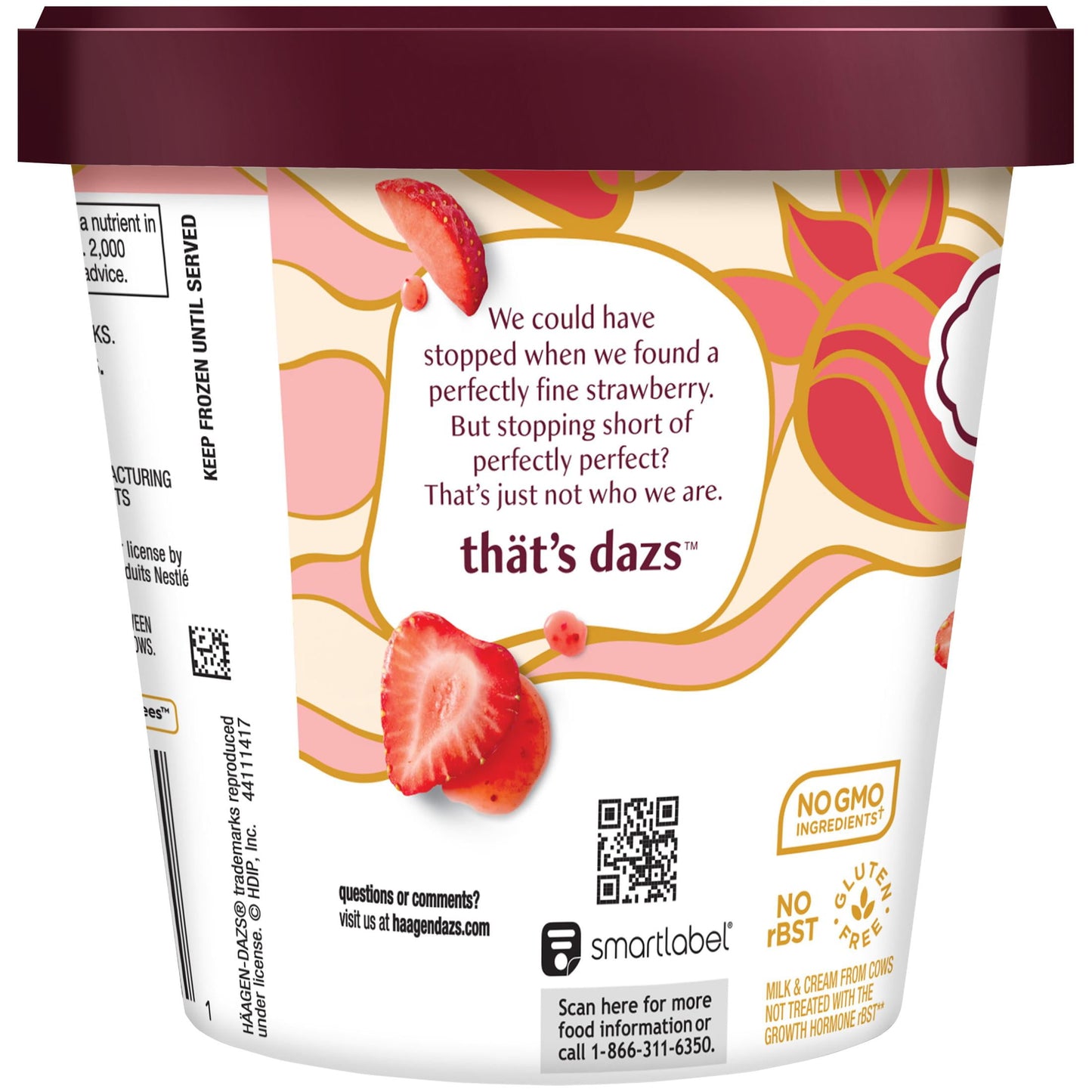 Haagen Dazs Strawberry Ice Cream, Gluten Free, Kosher, 1 Package, 14oz