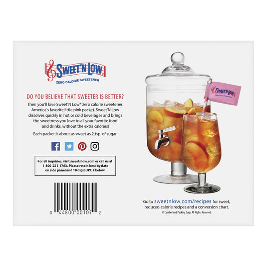 Sweet'N Low Zero Calorie Sweetener, 250 count, 8.8 oz