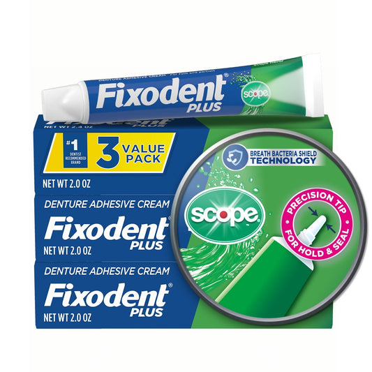 Fixodent Plus Scope Denture Adhesive, Precision Hold, 2 oz, 3 Pack