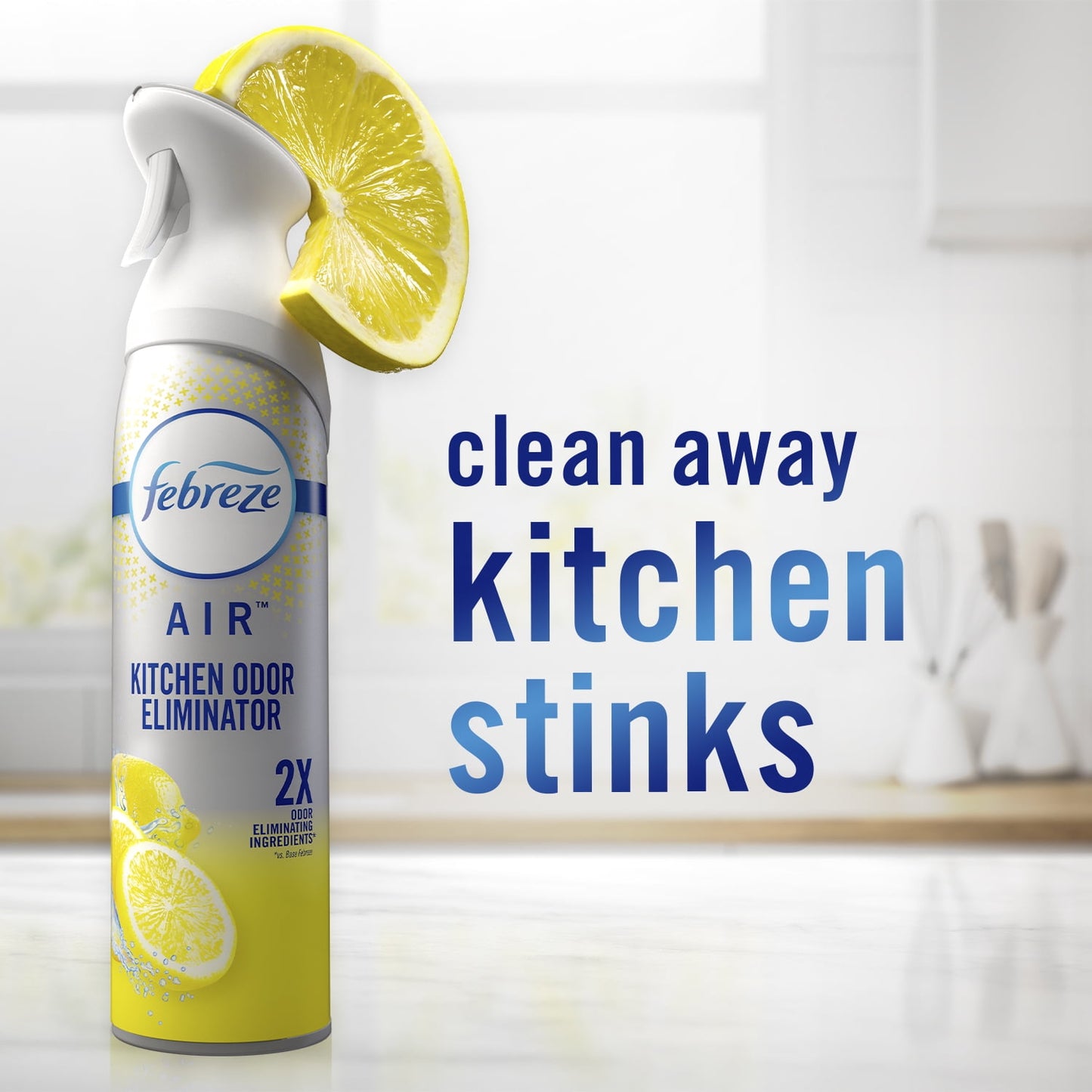 Febreze Air Effects Kitchen Odor Fighter Air Freshener Fresh Lemon Scent, 8.8 oz. Aerosol Can