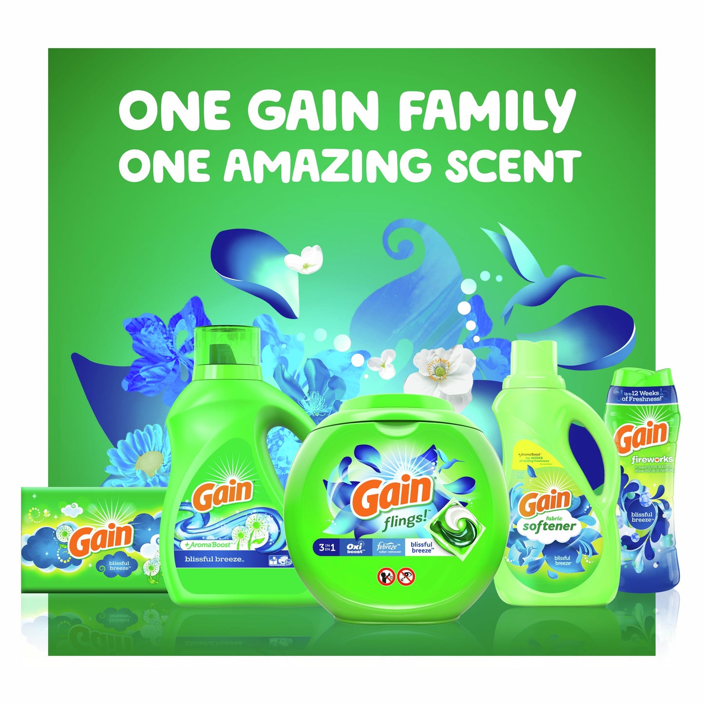 Gain + Aroma Boost Liquid Laundry Detergent, Blissful Breeze Scent, 107 Loads, 154 fl oz, HE Compatible