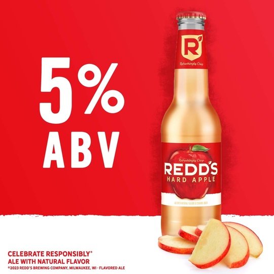 Redd's Hard Apple Fruit Beer, 6 Pack, 12 fl oz Bottles, 5% ABV