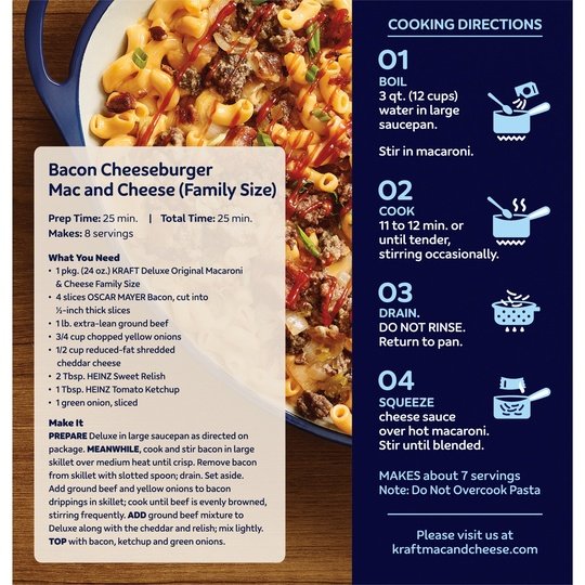 Kraft Deluxe Original Cheddar Mac N Cheese Macaroni and Cheese Dinner Family Size, 24 oz Box