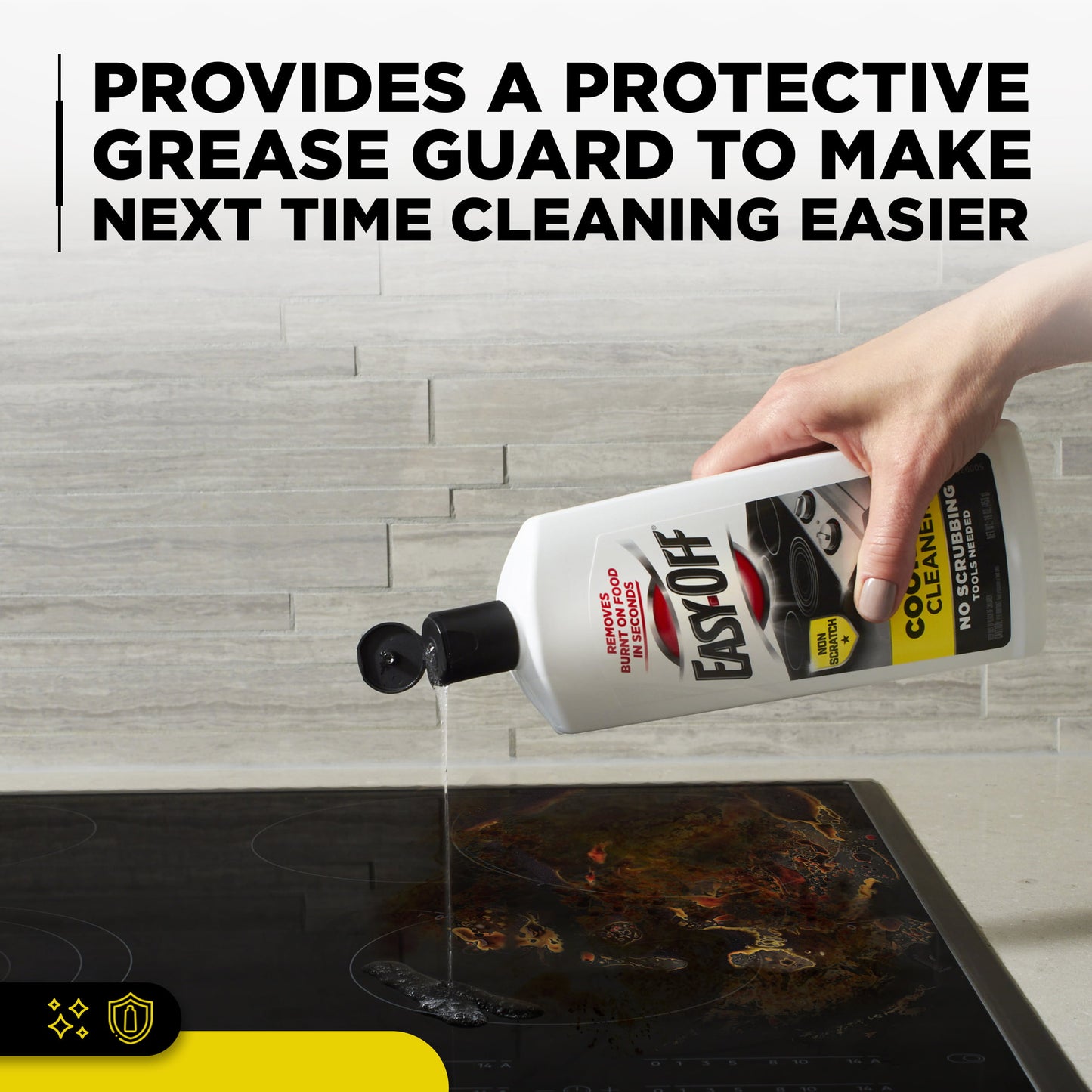 Easy Off Heavy Duty Cooktop Cleaner, Removes Burnt on Food in Seconds, Non-Scratch, No Scrubbing Tools Needed, 16 Oz