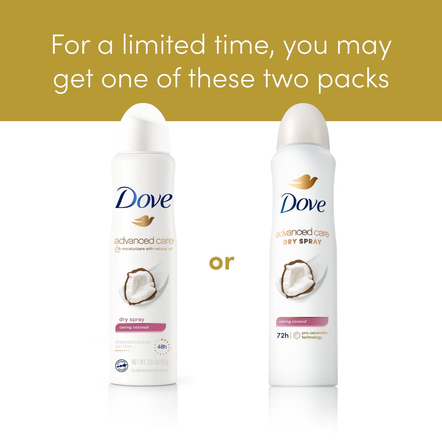 Dove Advanced Care Women's Antiperspirant Deodorant Dry Spray, Caring Coconut, 3.8 oz