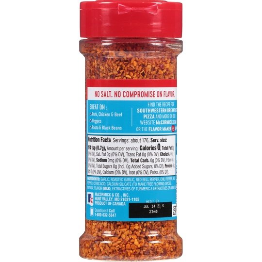 McCormick Salt Free Roasted Garlic and Bell Pepper Seasoning, 4.34 oz Mixed Spices & Seasonings