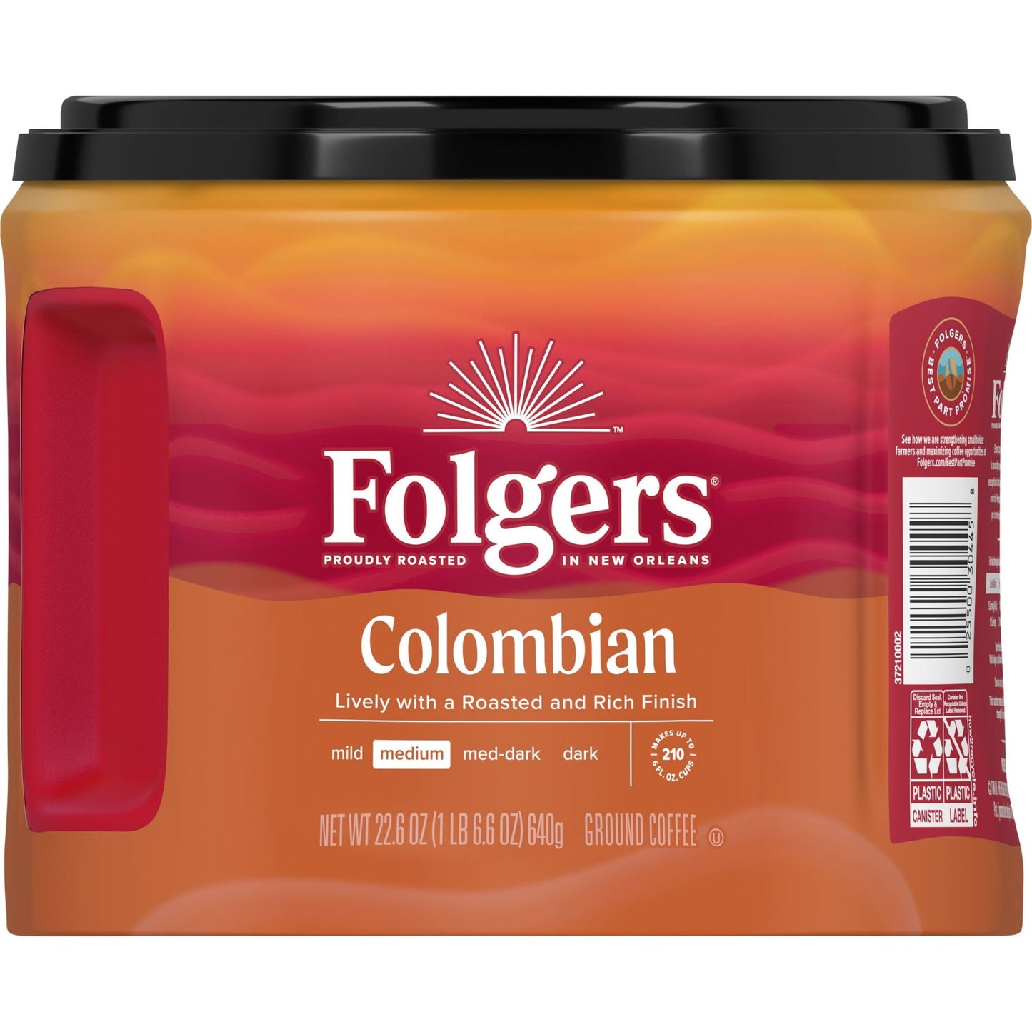 Folgers Colombian Coffee, Medium Roast Ground Coffee, 22.6 Ounce Canister