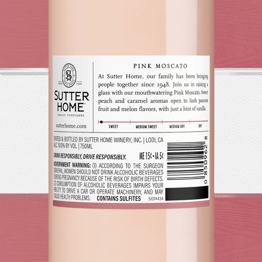 Sutter Home Pink Moscato Pink Wine, 750 ml Bottle