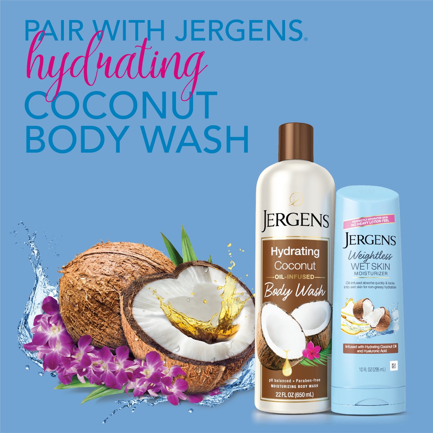 Jergens Wet Skin Refreshing Coconut Oil Body Lotion, 10 fl oz