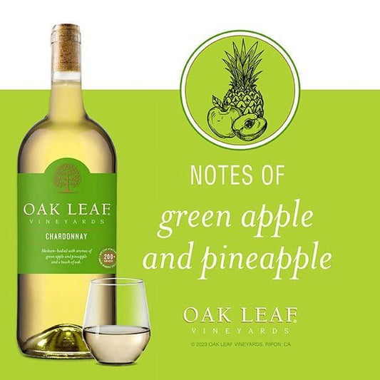 Oak Leaf Vineyards Chardonnay White Wine, 1.5 L Glass, ABV 13.00%