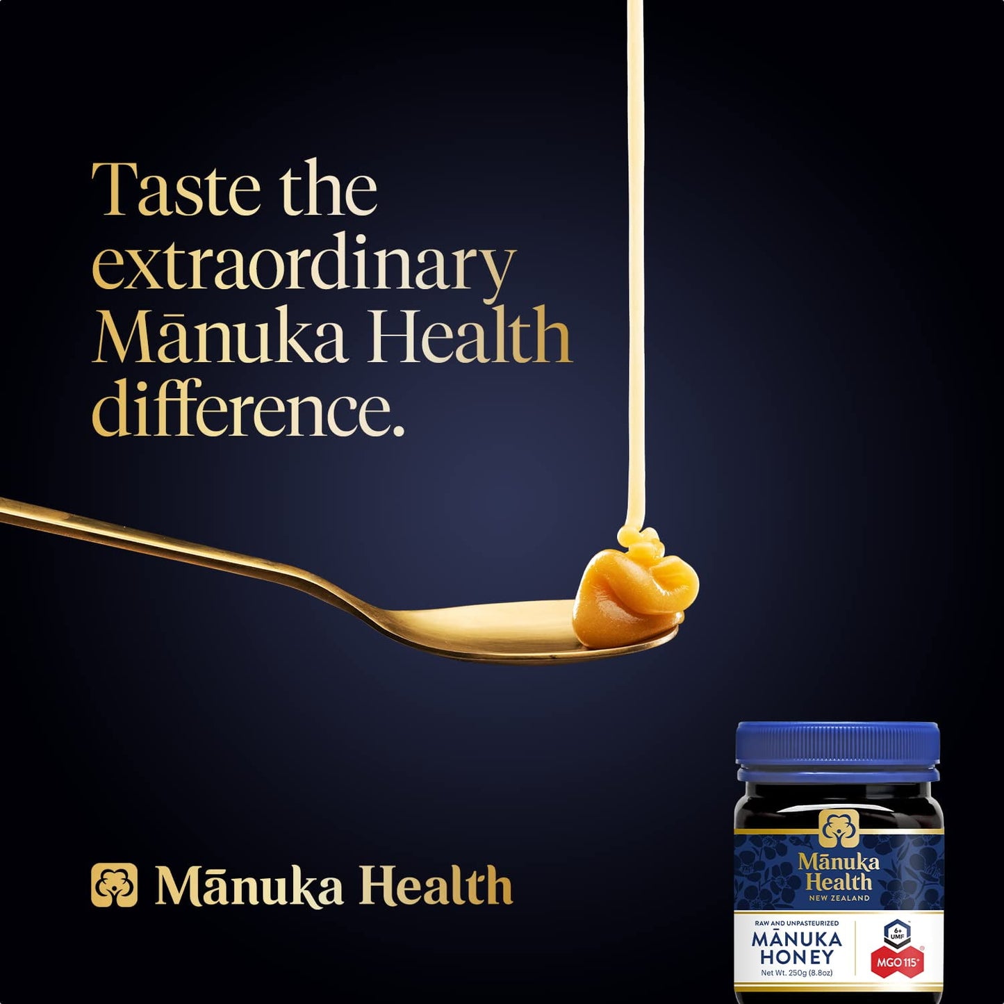 Manuka Health UMF 6+/MGO 115+ Manuka Honey 8.8oz, Superfood, %100 Raw Honey