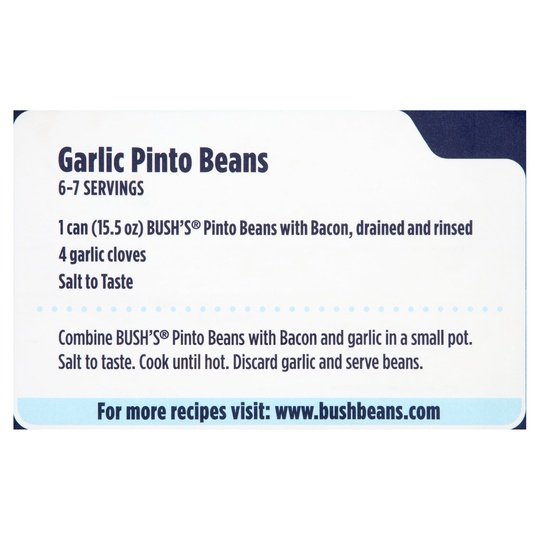 Bush's Pinto Beans with Bacon, Canned Beans, 15.5 oz