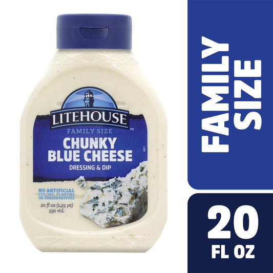 Litehouse Chunky Blue Cheese Refrigerated Salad Dressing & Dip, 20 Fluid oz Bottle