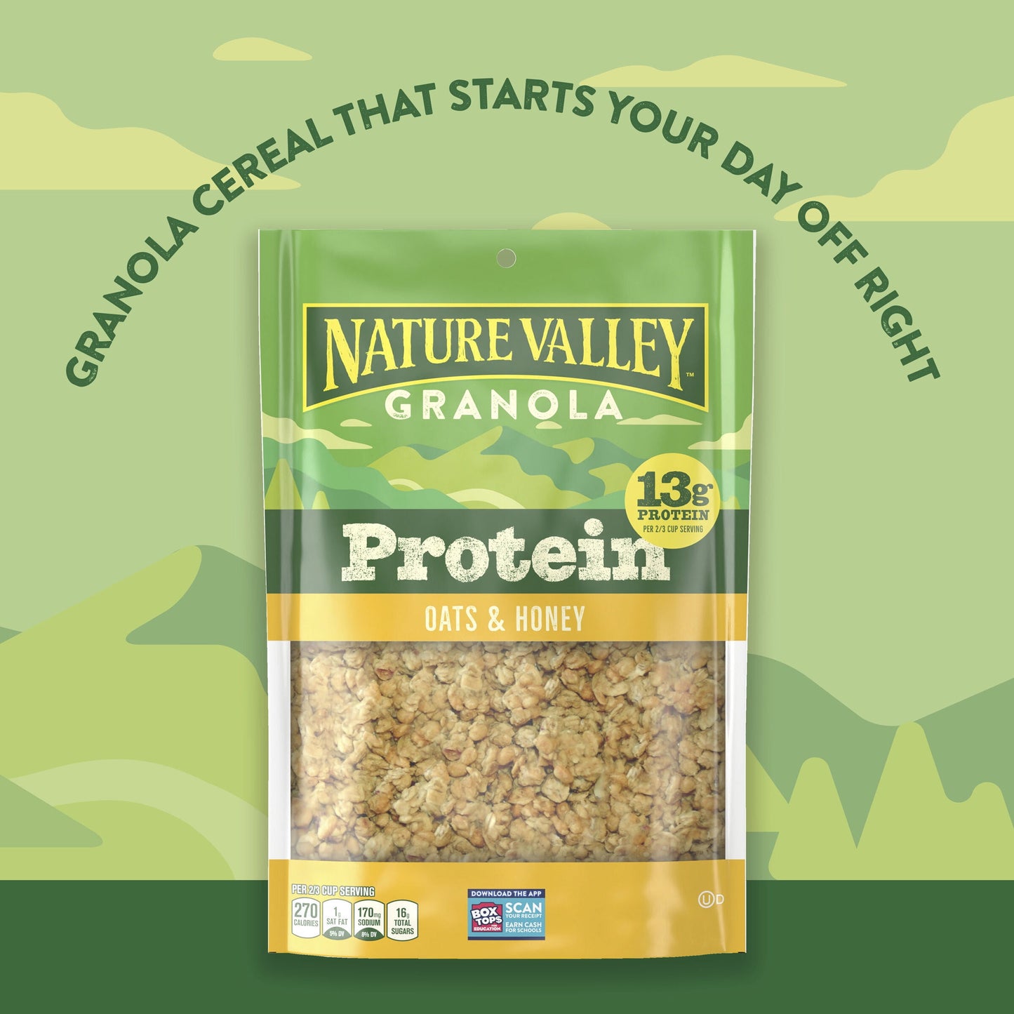 Nature Valley Protein Granola, Oats and Honey, Resealable Bag, 11 OZ