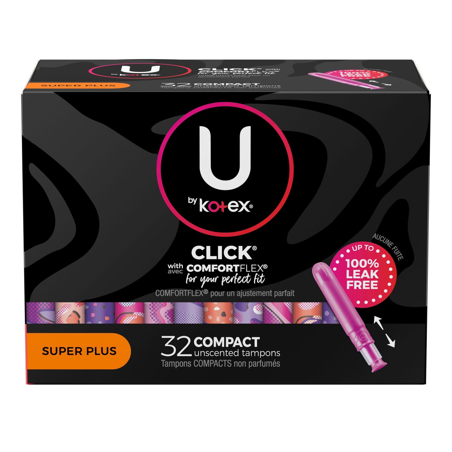 U by Kotex Click Compact Tampons, Super Plus, Unscented, 32 Count