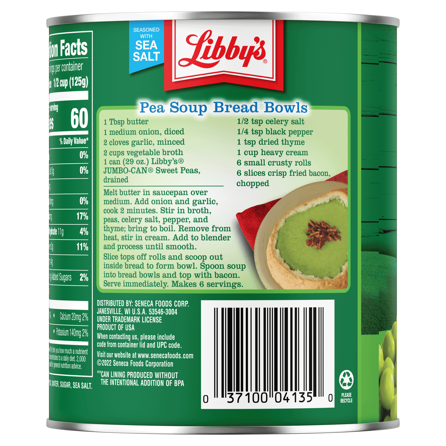 Libby's Sweet Peas, Canned Vegetables, 29 oz