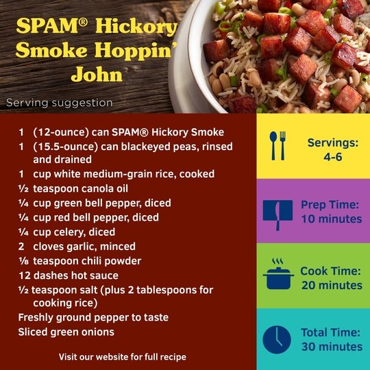 SPAM Hickory Smoke Flavored, 7 g protein per serving, 12 oz Aluminum Can