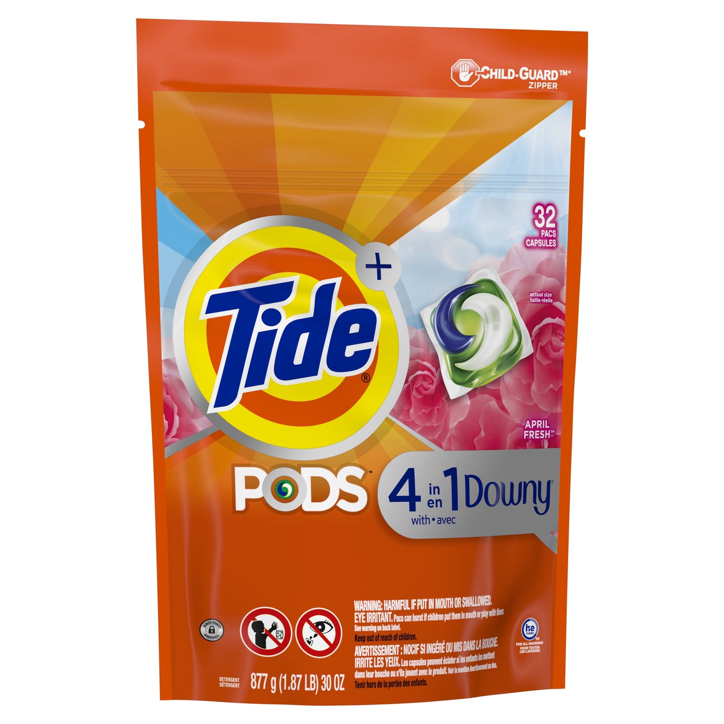 Tide Pods Laundry Detergent Soap Packs with Downy, April Fresh, 32 Ct