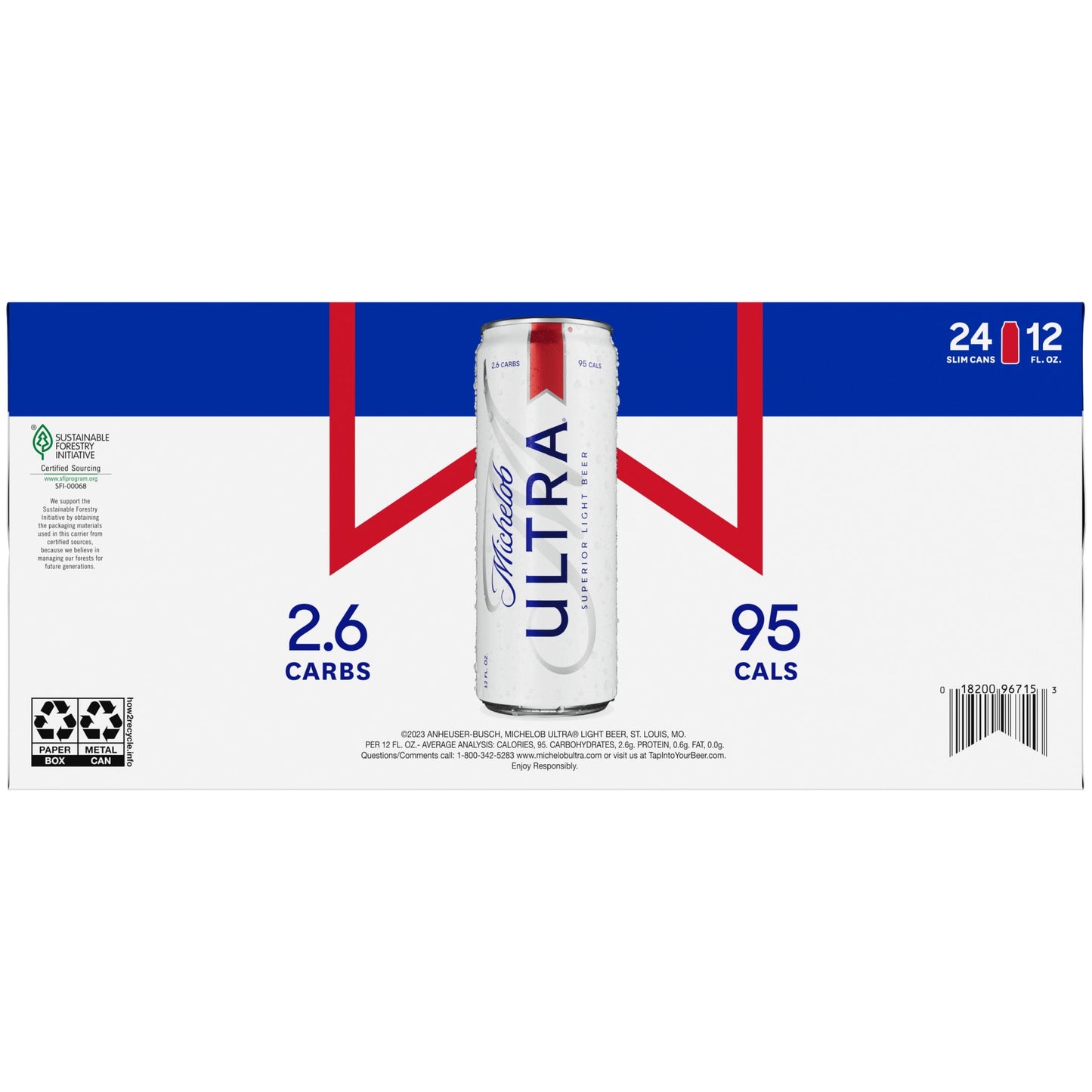 Michelob ULTRA Light Beer, 24 Pack Beer, 12 fl oz Cans, 4.2 % ABV, Domestic