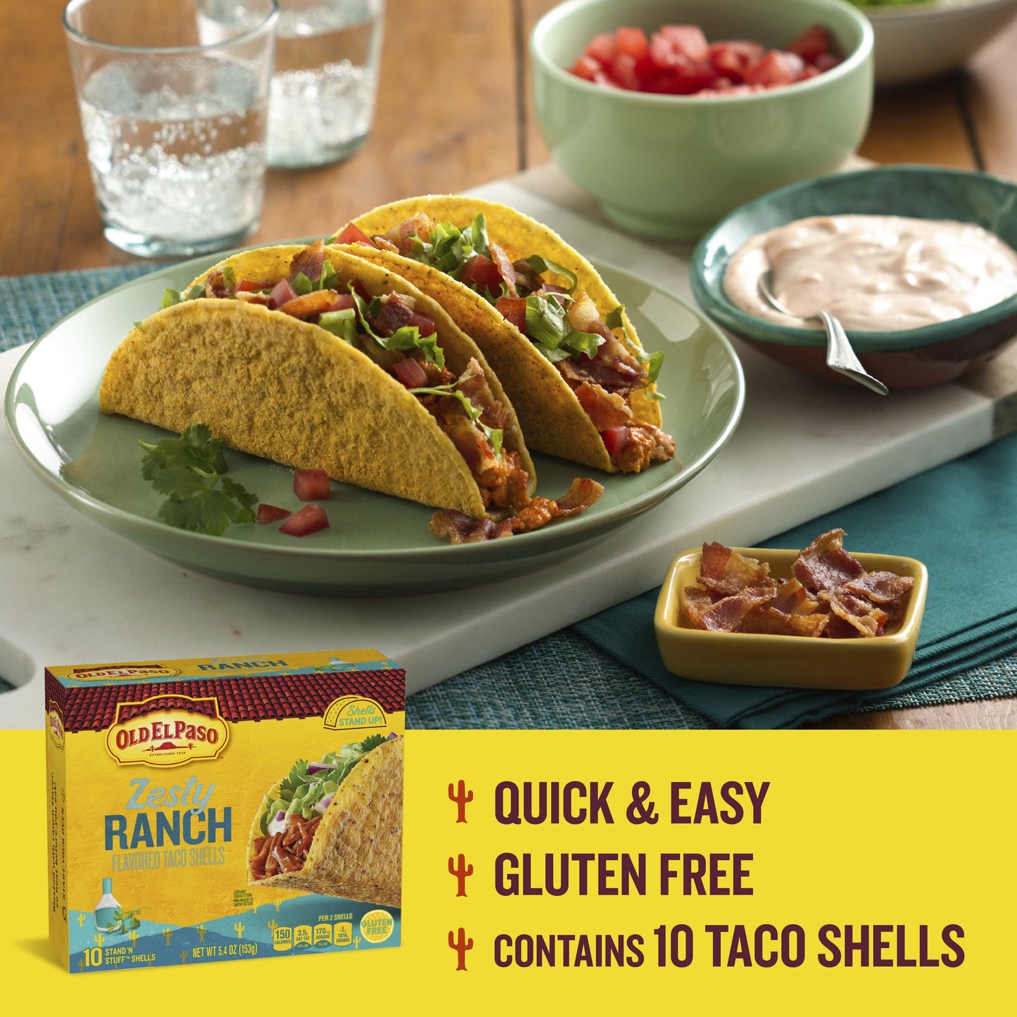 Old El Paso Stand âN Stuff Crunchy Taco Shells, Zesty Ranch Flavored, 10 Count, 5.4 oz