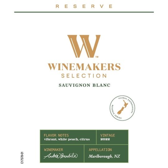 Winemakers Selection Reserve Sauvignon Blanc White Wine New Zealand, 750 ml Bottle