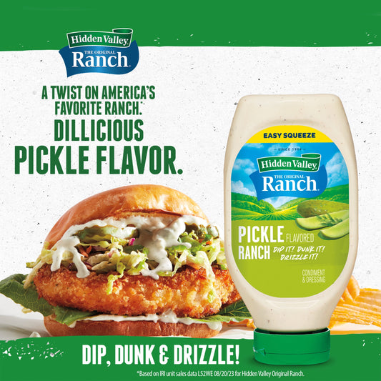 Hidden Valley Gluten Free Pickle Ranch Dipping Sauce Topping and Dressing, 20 fl oz