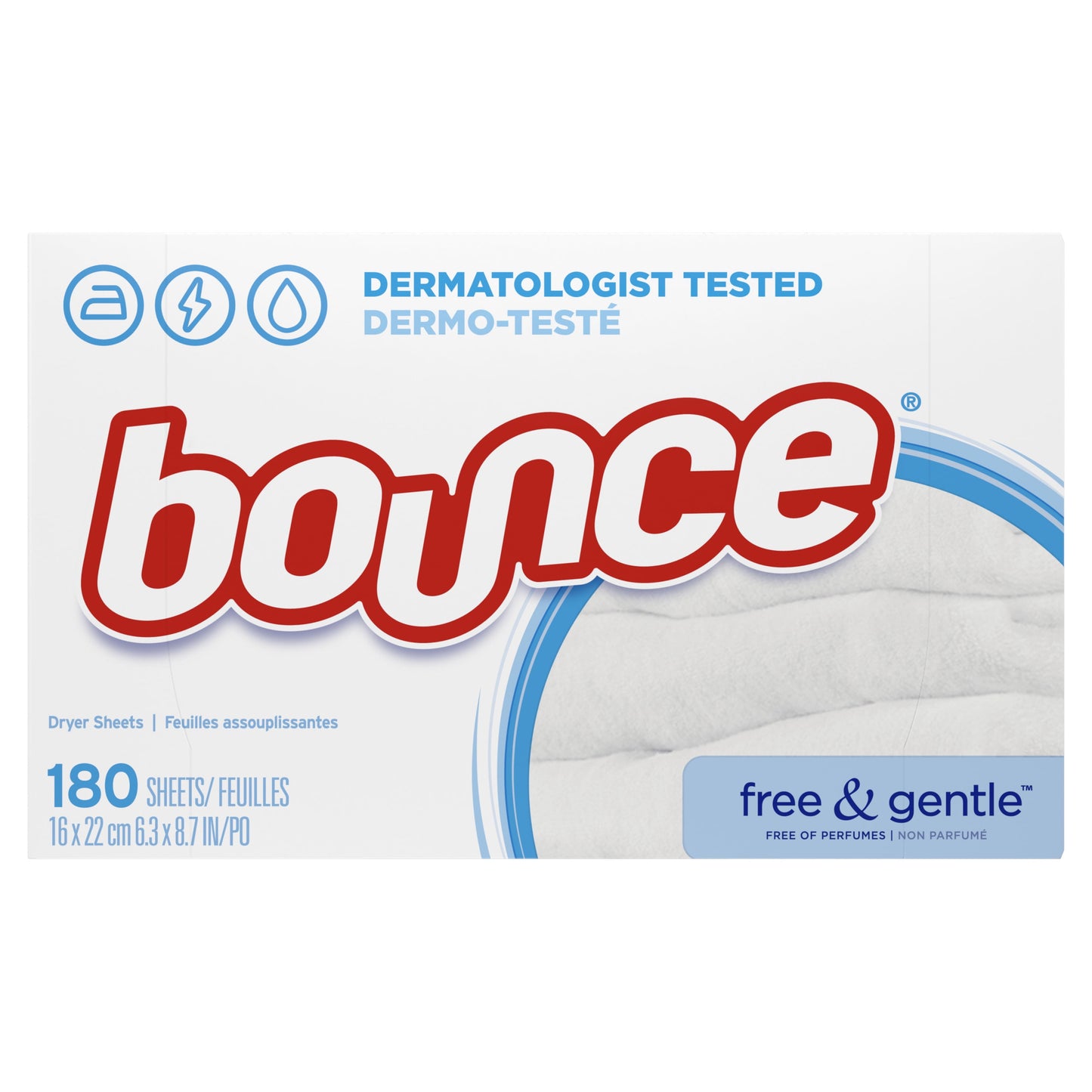 Bounce Free & Gentle Dryer Sheets, 180 Ct, Unscented