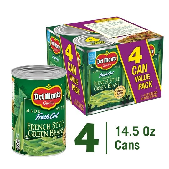 (4 Cans) Del Monte French Style Green Beans, 14.5 oz Can