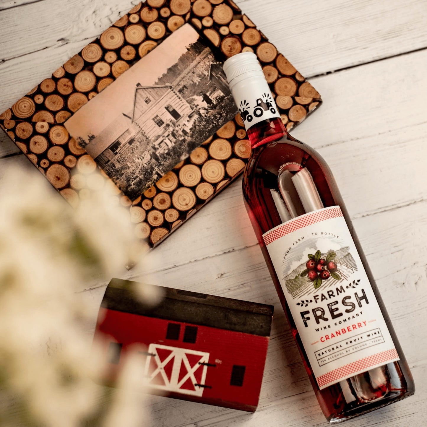 Farm Fresh Cranberry Fruit Wine, Michigan, 12% ABV, 750ml Glass Bottle, 5-150ml Servings