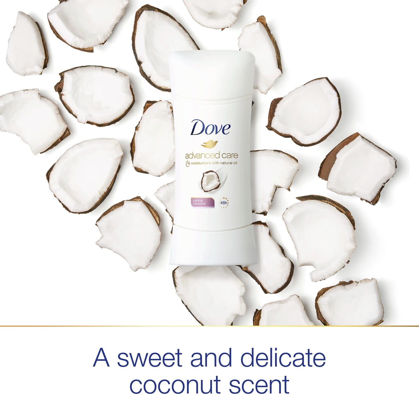 Dove Advanced Care Long Lasting Women's Antiperspirant Deodorant Stick, Caring Coconut, 2.6 oz