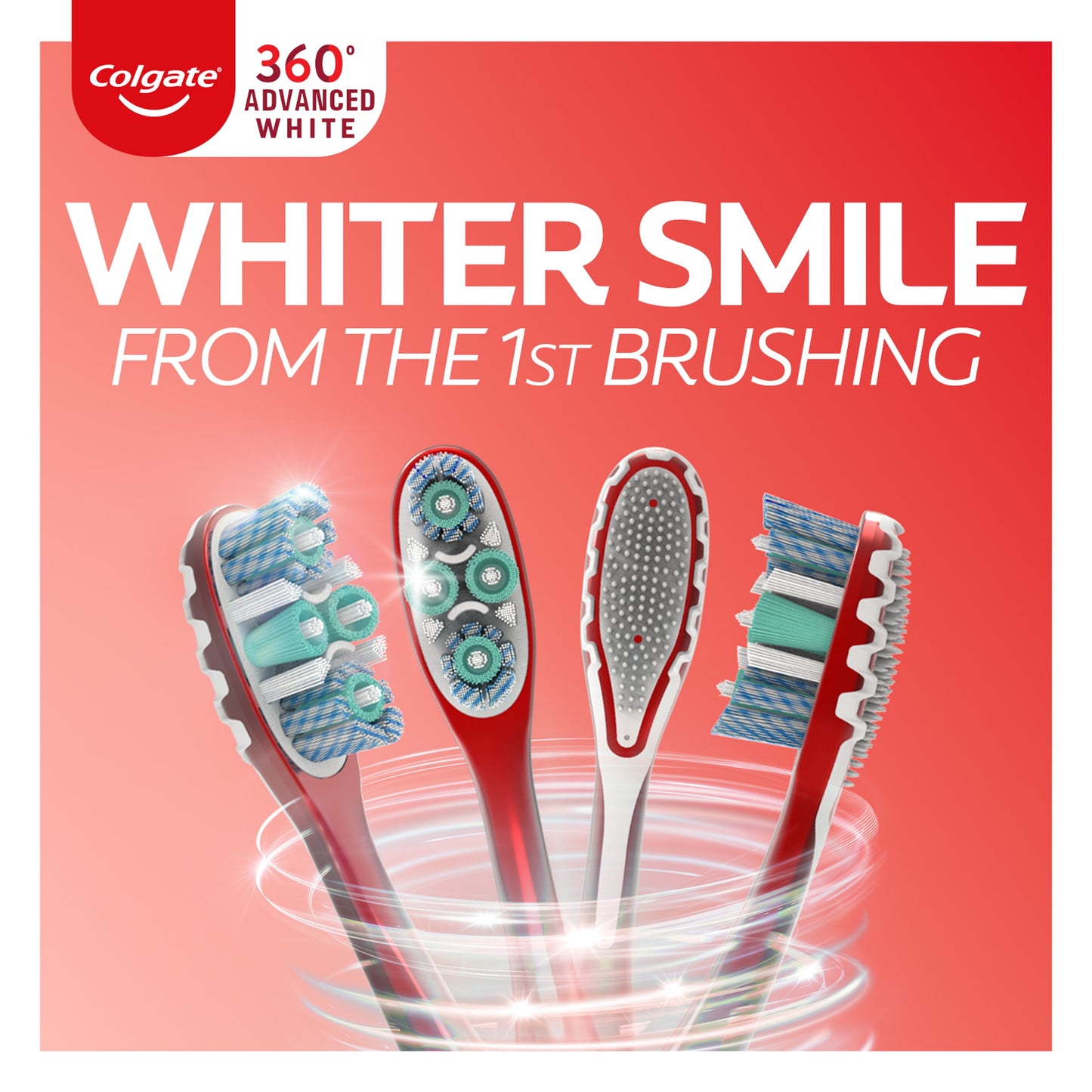 Colgate 360° Advanced Optic White Toothbrush, Medium, 1 Ct