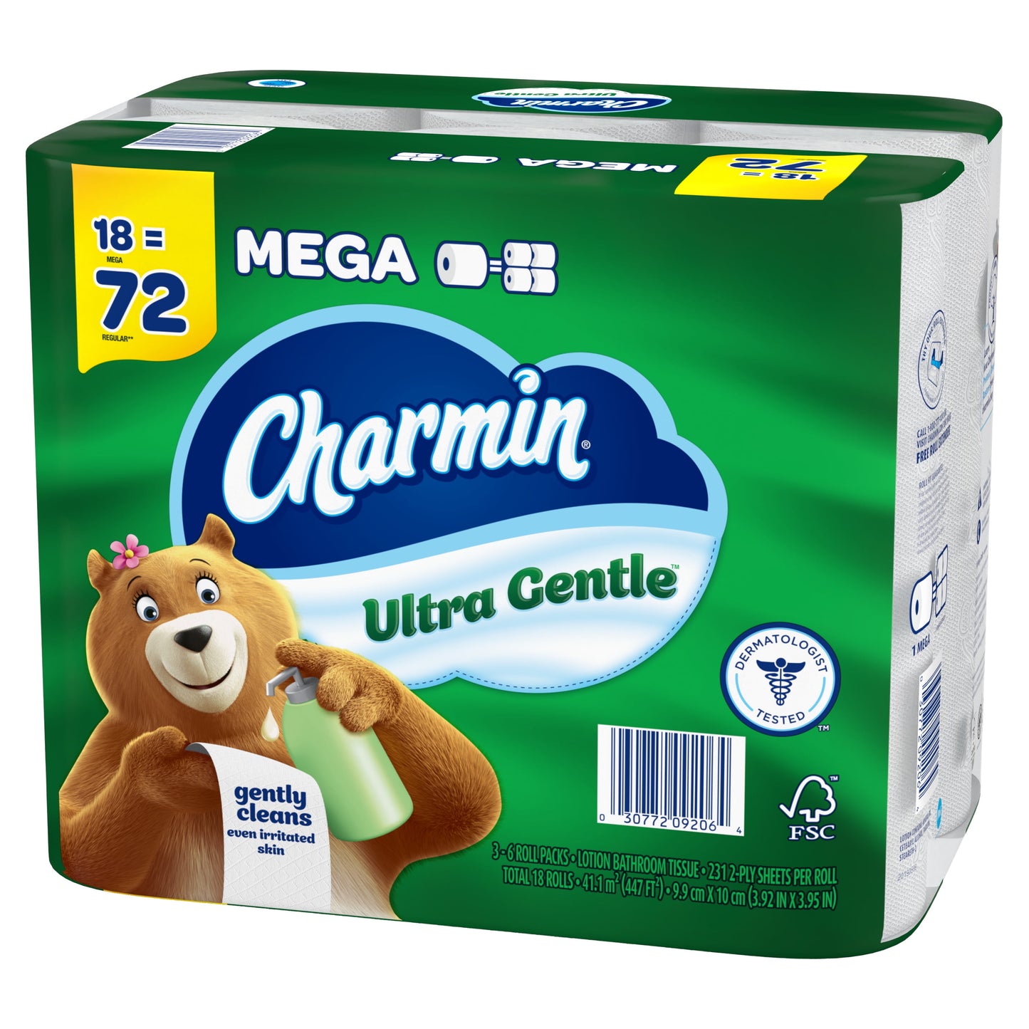 Charmin Ultra Gentle Toilet Paper, 18 Mega Rolls, 231 Sheets per Roll