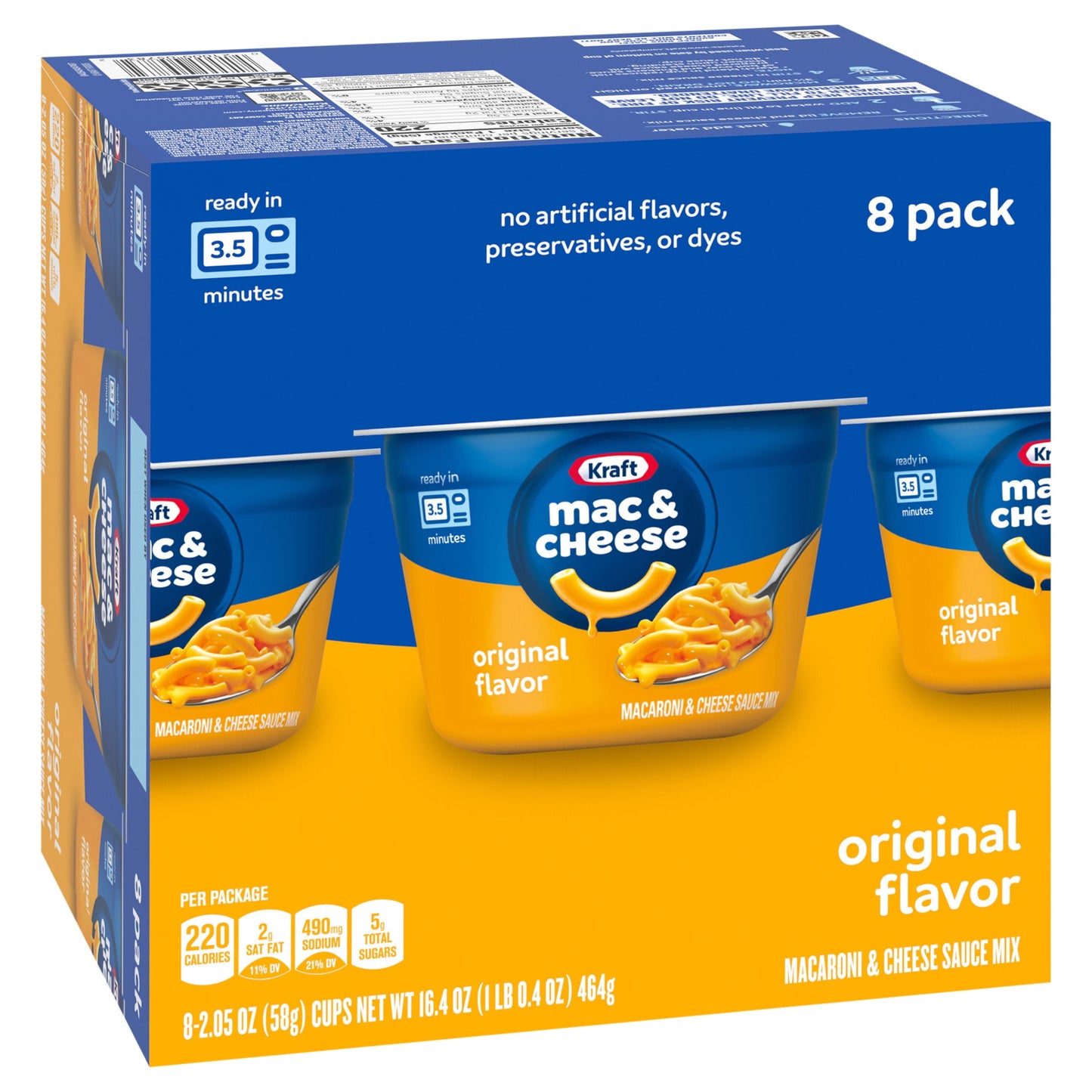 Kraft Original Mac N Cheese Macaroni and Cheese Cups Easy Microwavable Dinner, 8 ct Box, 2.05 oz Cups