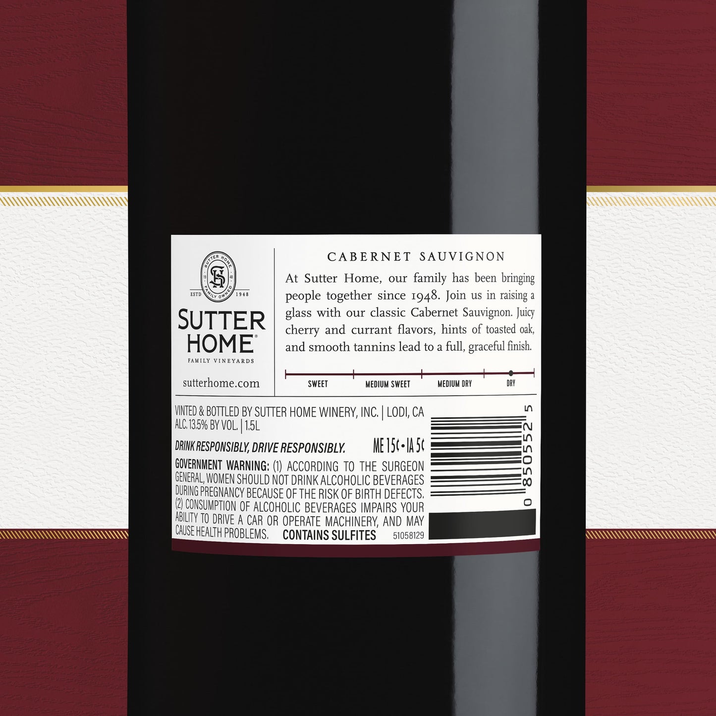 Sutter Home Cabernet Sauvignon Red Wine, 1.5 L Bottle