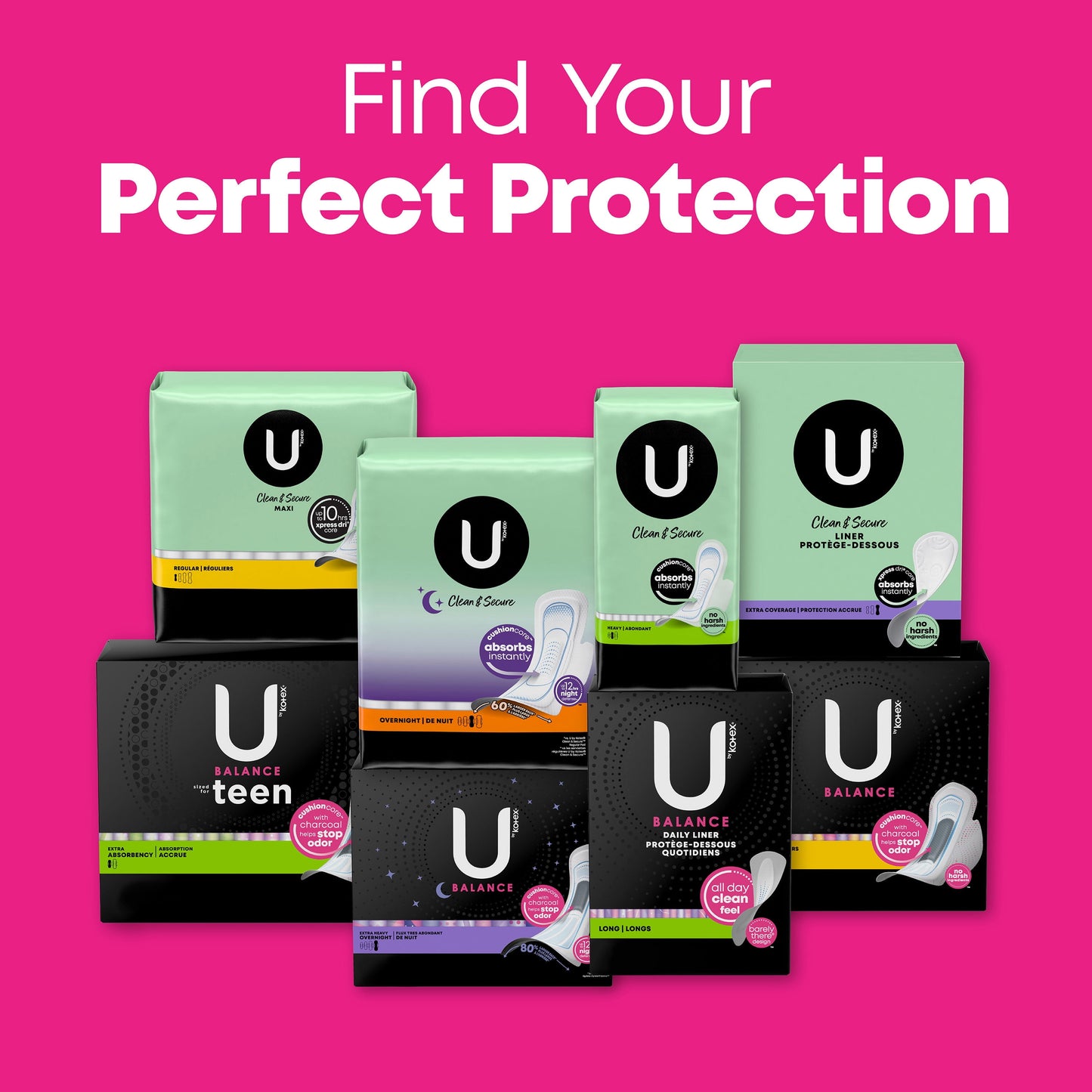 U by Kotex Balance Wrapped Panty Liners, Regular Length, 40 Count