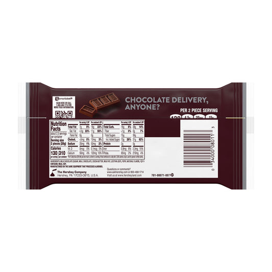 Hershey's Milk Chocolate Snack Size Candy, Bars 0.45 oz, 5 Count