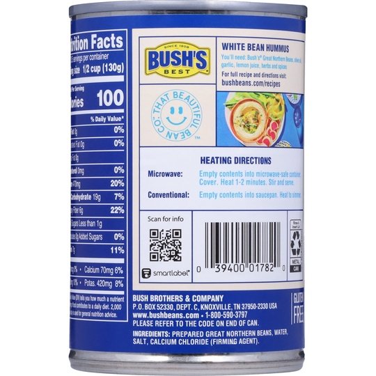 Bush's Great Northern Beans, Canned Northern Beans, 15.8 oz Can