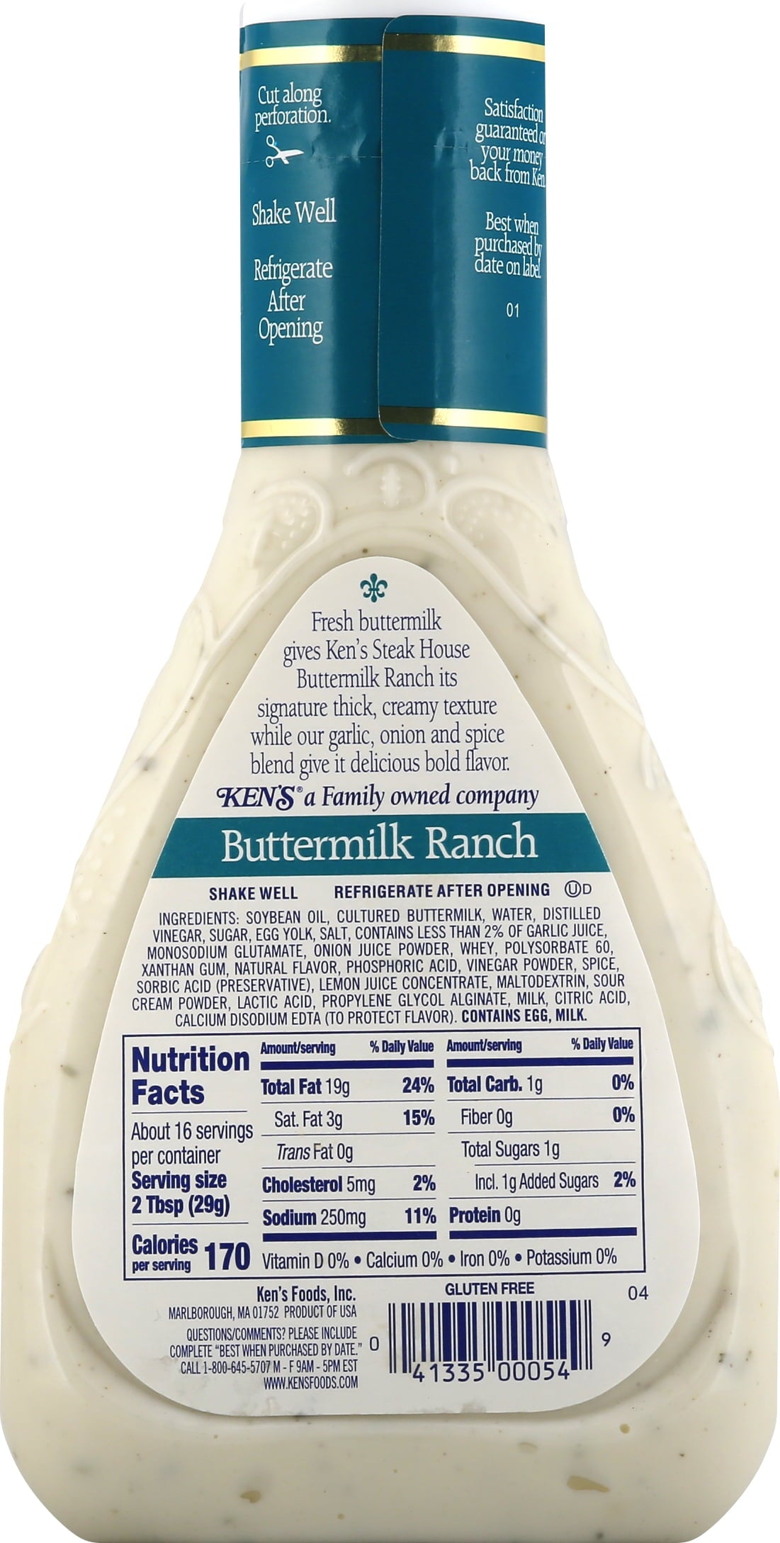 Ken's Steak House Buttermilk Ranch Dressing 16 fl oz