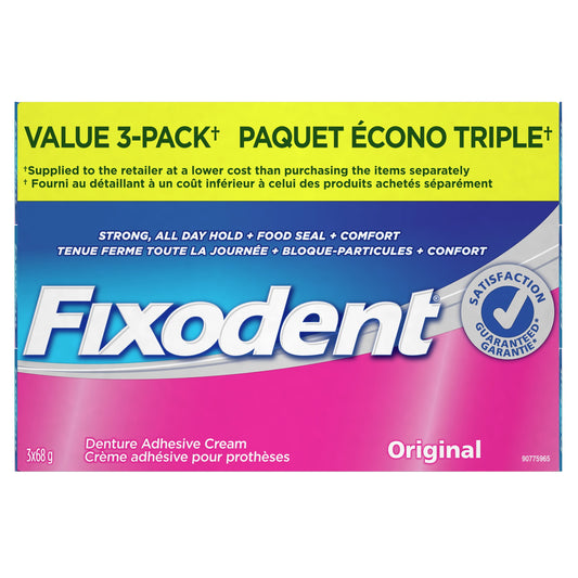 Fixodent Complete Original Denture Adhesive Cream, 2.4 oz, 3 Pack