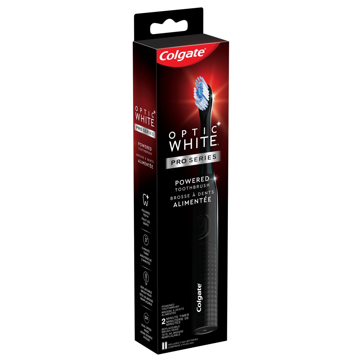 Colgate Optic White Pro Series Sonic Battery Powered Toothbrush, Black, Adult