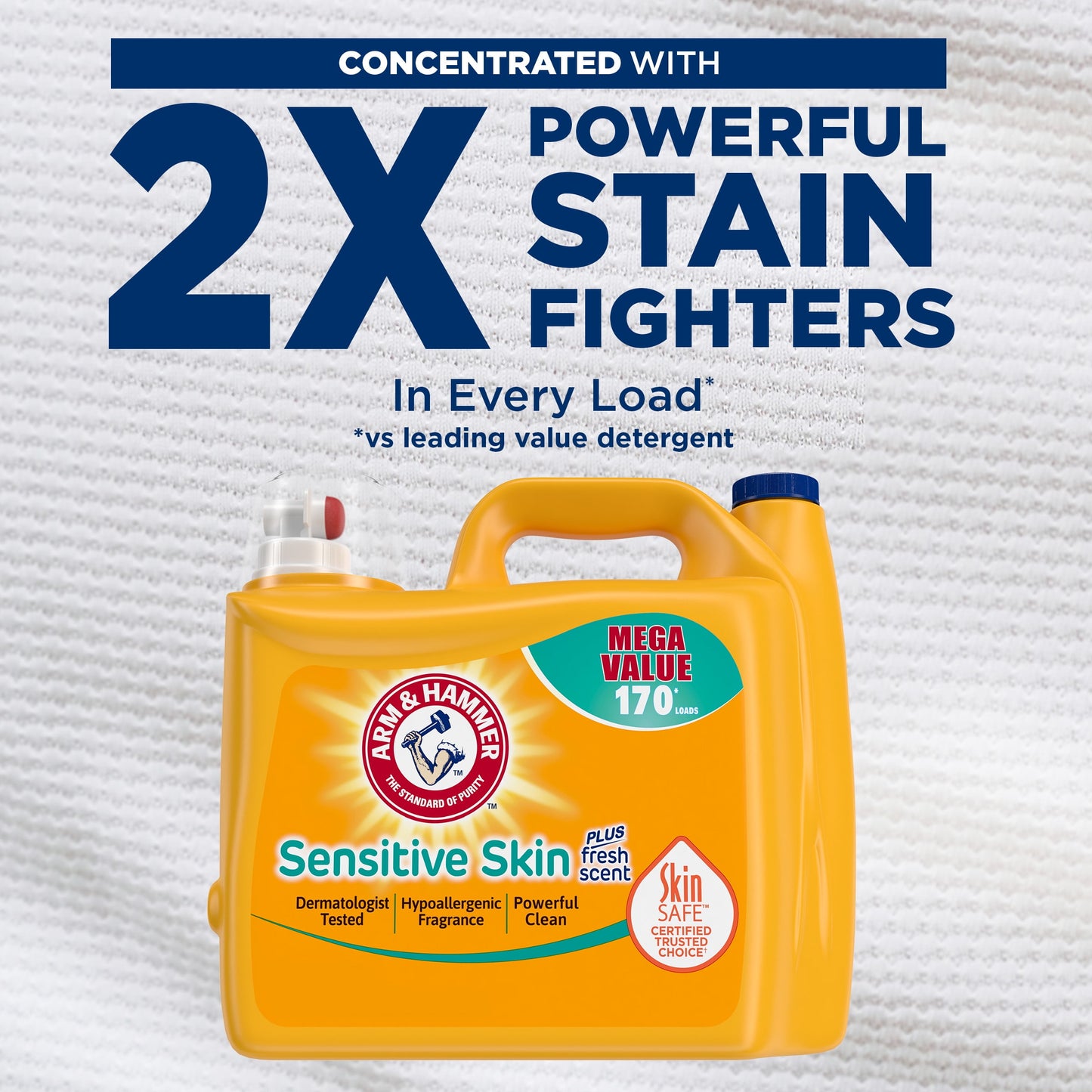 Arm & Hammer Sensitive Skin Plus Fresh Scent Liquid Laundry Detergent, 170 fl oz, 170 Loads