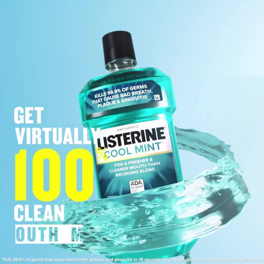 Listerine Cool Mint Antiseptic Mouthwash/Mouth Rinse for Bad Breath & Plaque, 1.5 L