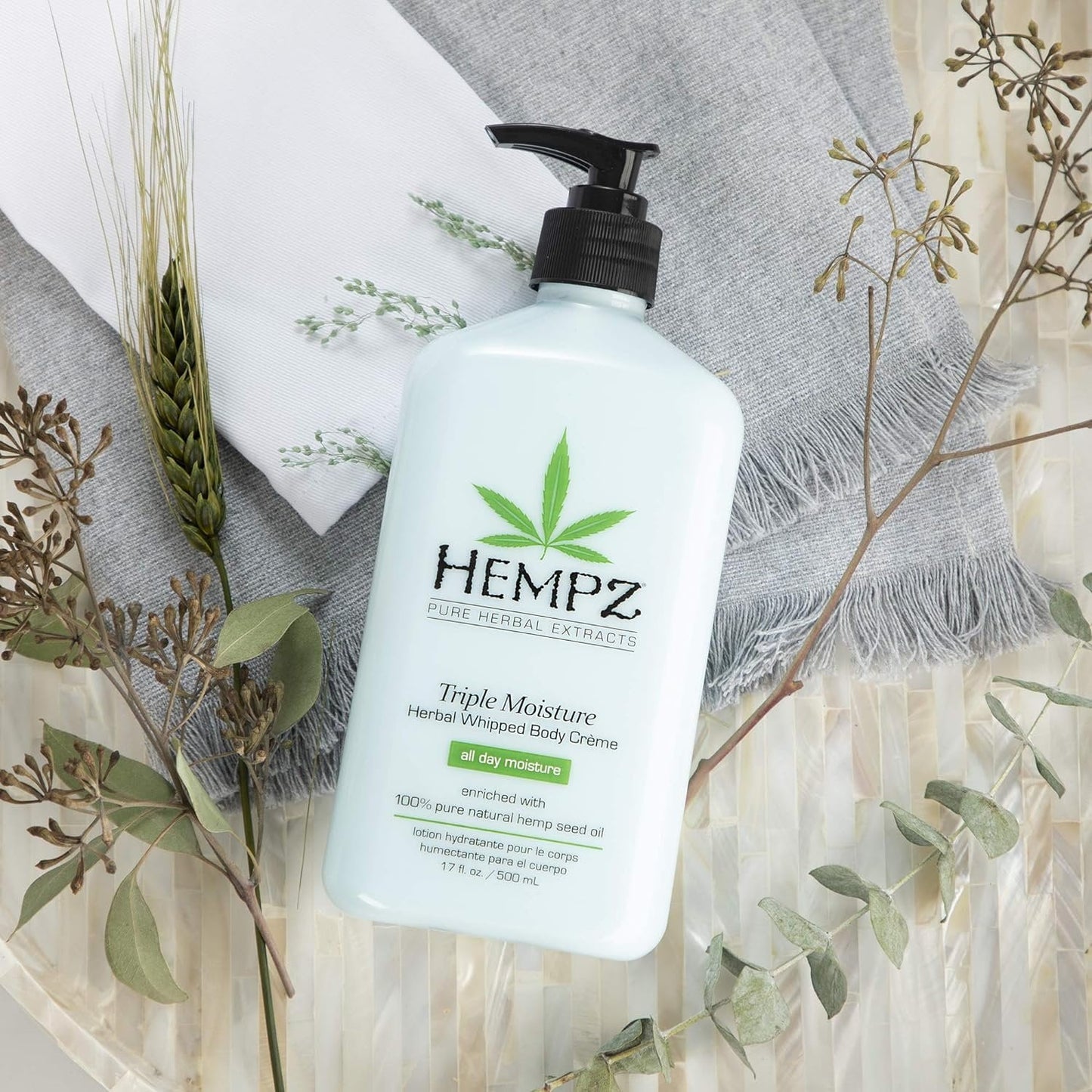 Hempz Triple Moisture Herbal Whipped Body Crème for Dry Skin, 17 fl oz