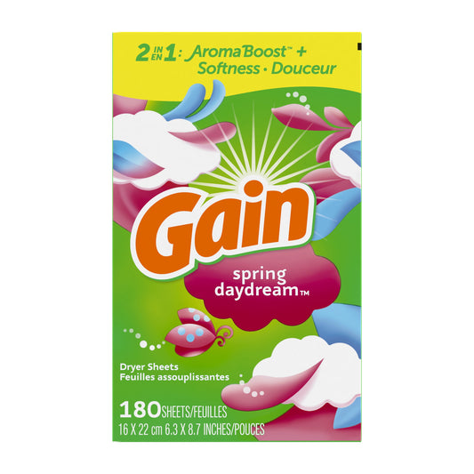 Gain Dryer Sheets, 180 Ct, Spring Daydream Fabric Softener Sheets