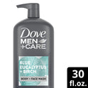 Dove Men+Care Relaxing Hydrating Face and Body Wash, Blue Eucalyptus and Birch, 30 fl oz